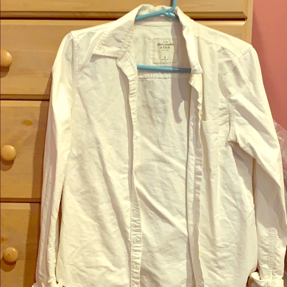 A&F White Collared Button-up Shirt